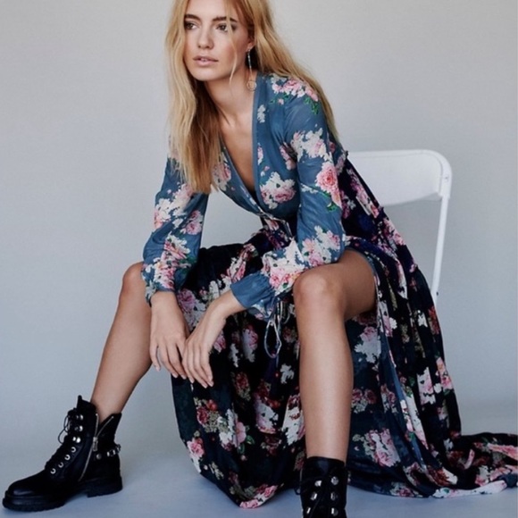 Free People Rare Floral Tiered Mixed Print Maxi Dress XS - Picture 2 of 16